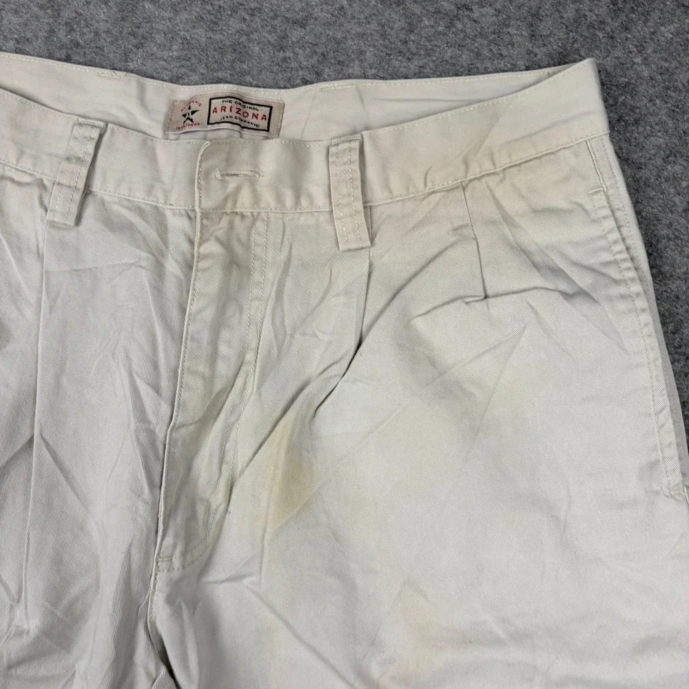 Arizona‎ Chino Shorts Mens 34 Beige Pleated Front Cotton Casual Summer Khaki Y2K